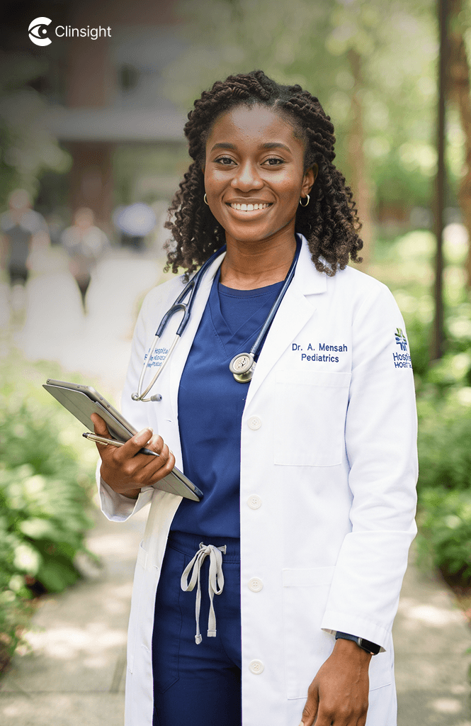 Doctor smiling in a white coat